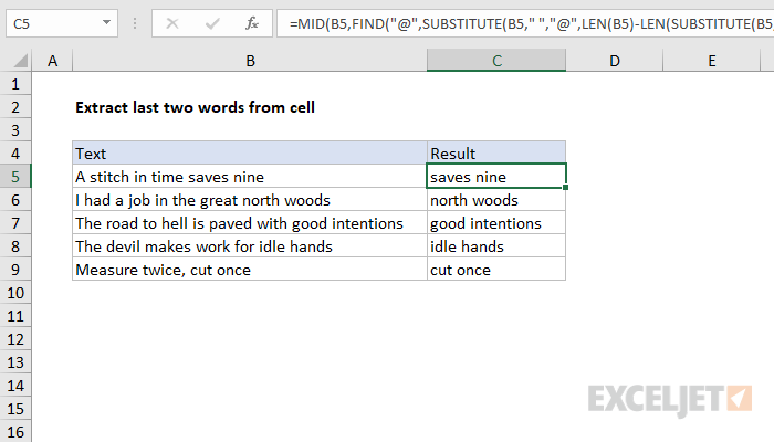 Excel Formula To Extract Text From Cell After Space